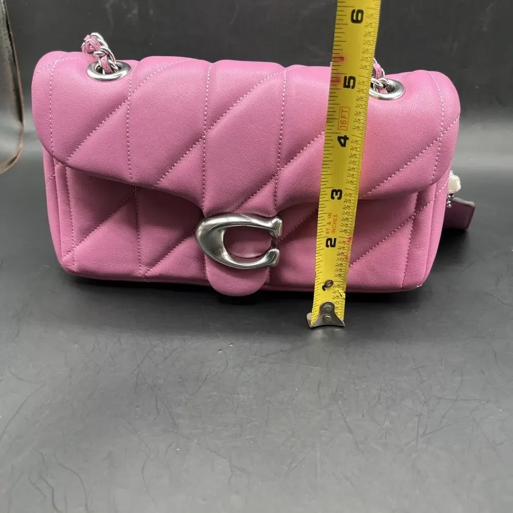 Coach Tabby 26 Vivid Pink Quilted Leather Shoulder Bag Chain Strap Purse CP149